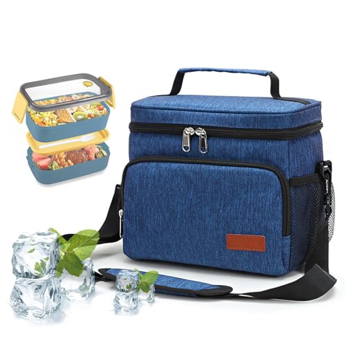 DASJD Mochila térmica para Picnic, Impermeable y a Prueba de Fugas, lonchera Grande para Hombres y Mujeres, Ideal para el Trabajo y Picnic al Aire Libre,Azul