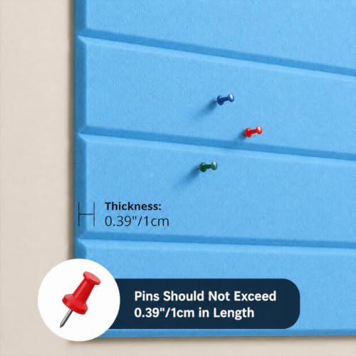 Image of Quiet Canvas Parallel Pinboard, 1x1 ft, Pack of 6, 50 PushPins, (Blue)