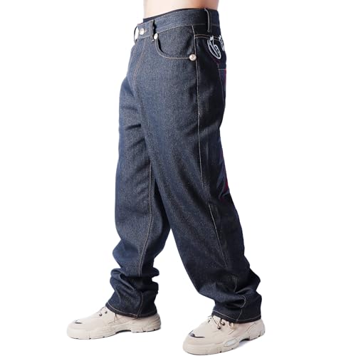Baggy Skater Jeans Y2k Embroidered Denim Pants Hip Hop Grunge Trousers Loose Relaxed Fit Graphic Mens Pants3