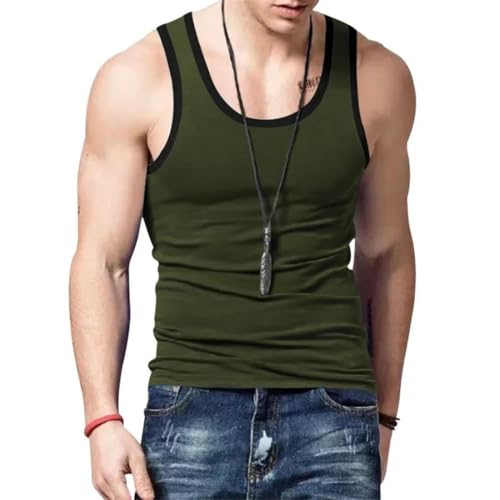 Camiseta sin mangas para hombre de cuello redondo informal y transpirable para gimnasio en color liso 7