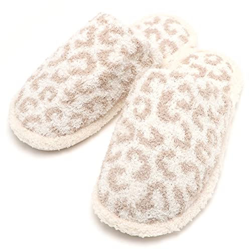 MIRMARU Women’s Animal Print Comfort Fluffy Fuzzy Slip-on House Slippers Open Toe Cross Band Indoor Outdoor Non-Slip Slippers for Women2