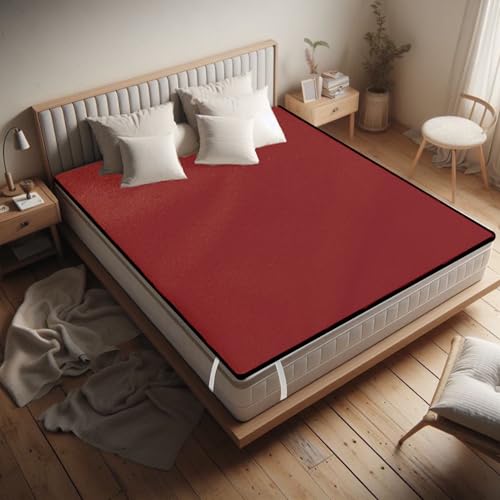 Image of Maximus Ultra Soft PVC Waterproof Mattress Protector Cover Double Bed | Mattress Protector Cover Double Bed - 72x72, Red