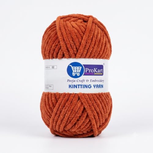 Image of ProKart Premium Blankie Wool, Plush & Cuddly, Chenille Yarn Supersoft Hand Knitting Wool Ball | Blanket Thick /Mottu Yarn Ball Suitable for Hand Knitting and Crocheting for Baby, Adult, Sweaters, caps, Throws, Home Furnishing, Scarves, Blankets (Carrot Pink, 100gms x 4 Pack)
