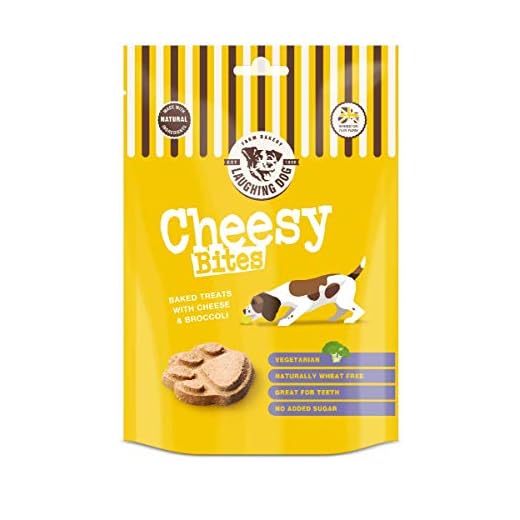 Laughing Dog - Cheesy Bites - Baked Dog Treats with Cheese & Broccoli - Naturally Wheat Free and Sugar Free, Perfect as Training Aid or Reward - 125g