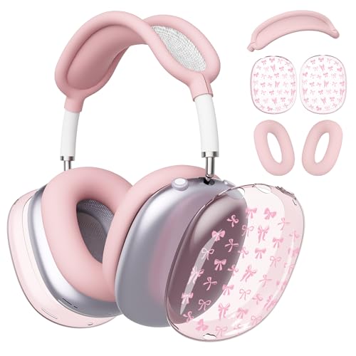 BlHMCASE �w�b�h�t�H���J�o�[ AirPods Max�p ���킢���s���N�̃��{�� �N���A�C���[�J�b�v�J�o�[�A�s���N�V���R���C���[�p�b�h�P�[�X �w�b�h�o���h�J�o�[ Apple AirPods Max 2/1(2026/2024/2020)�p