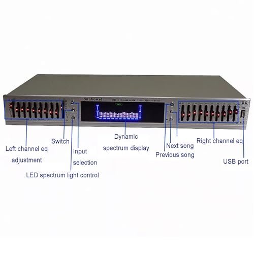 Ecualizador de audio Hifi, sintonización de efectos gráficos digitales, pantalla de espectro LED, Bluetooth/USB integrado, con control remoto para estudio de grabación