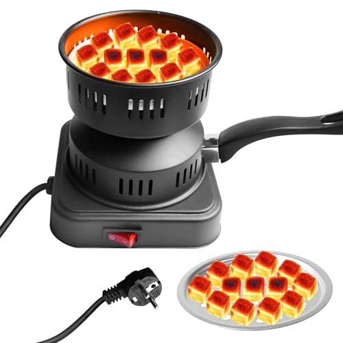 Behogan Allume-charbon électrique 450-600 W : allume-charbon électrique avec poignée, grille à charbon, accessoires de barbecue à charbon électrique, allume-charbon d'extérieur pour barbecue et