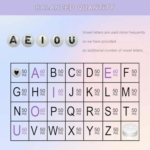 Image of Amaney 1400pcs Glow Letter Beads, Heart Beads Whit Elastic Beading Cord,4x7mm Round Acrylic Alphabet Beads for Friend Bracelet Jewelry Making