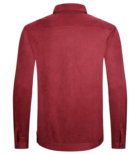 Alex Vando Mens Suede Shirt Jackets Long Sleeve Two Pockets Snap Casual Button Down Shirts