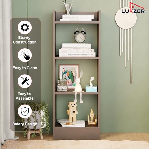 Image of Lukzer 3 Layer Engineered Wood Multipurpose Rack Bookshelf Storage Organizer Stand (MR-010 /Wenge /80x33x22cm) - Modern Wenge Bookshelf Storage for Home Organization