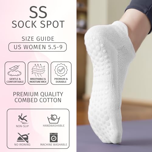 Image of 4 /6 Pairs Pilates Yoga Socks for Women | Non Slip Grip Socks | Athletic Barre Workout