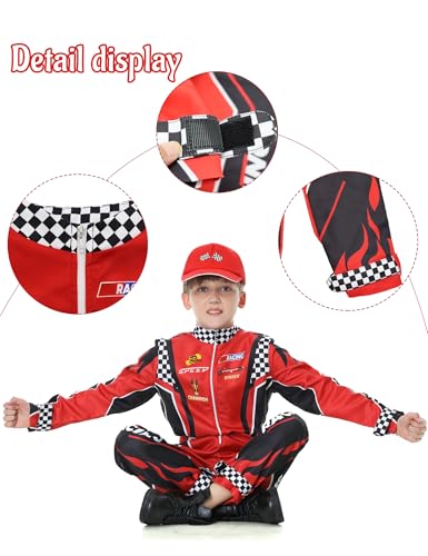 Disfraz de piloto de auto para niños con mono y gorra miniatura 3