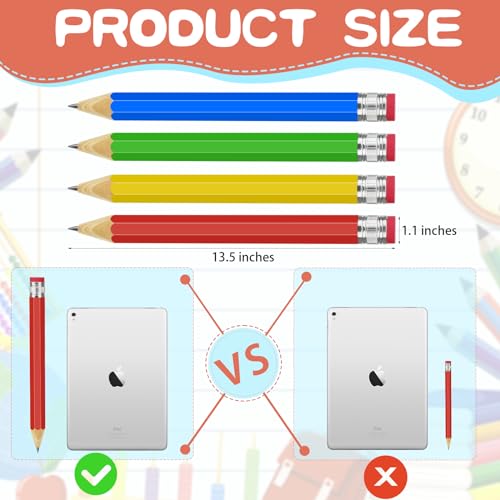 16 Pack 13.5 Inch Jumbo Wooden Pencils Multicolor Fun Giant Novelty Pencils for Gag Gifts, School Props, Birthday Parties, Decorative Use & Art Projects, Home Office Supplies by SAYAYA - Image 2