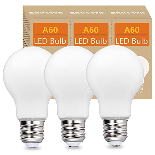 ENUOTEK Lamparas Bombillas Globos de LED de Edison E27 Bajo Consumo A60 8W 1100Lm Luz Fria 5000K 360° Iluminación Omnidireccional para Lampara de Techo Lot de 3