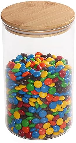 77L Glass Storage Jar for Chocolate, 62.5 FL OZ (1850 ML), Glass Food Storage Jar with Airtight Bamboo Lid, Clear Food Storage Container for Serving Chocolate, Coffee, Flour, Candy and more