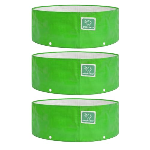 Image of GREENSHEEP HDPE Grow Bag Heavy Duty 260 GSM Round Plants Flower Growing Bags Floor Standing Mount Type for Home Garden Balcony Terrace Kitchen Nursery (Green, 24x6 inch, Pack of 3)