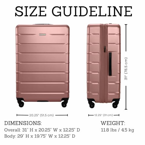 Image of Ricardo Beverly Hills Cambria Hardside Luggage | Stylish Suitcase with Wheels for Effortless Travel, Expandable and Secure TSA-Locked Packing 29-inch Large Checked, Rose Champagne