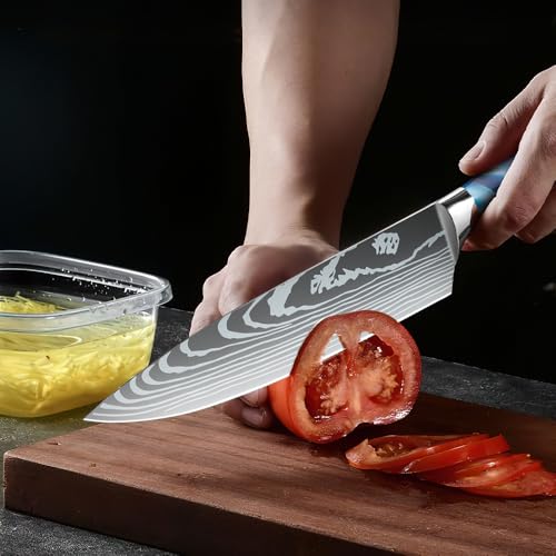 Dfito Kitchen Knife Set, 8 Pcs High Carbon Stainless Steel Chef Knife Set with Ergonomic Balance Handle & Sheath, Ultra Sharp Professional Japanese Knife Set for Cutting, Peeling & Slicing by Dfito - Image 5