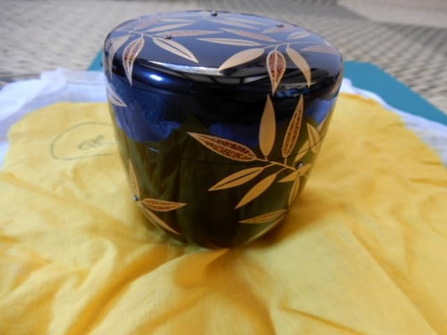 茶道具　 山中塗　中村光佑作　蓋内蒔絵　棗　共布　書付共箱　V　R6764 茶道具 山中塗 中村光佑作 蓋内蒔絵 棗 共布 書付共箱 V R6764 【