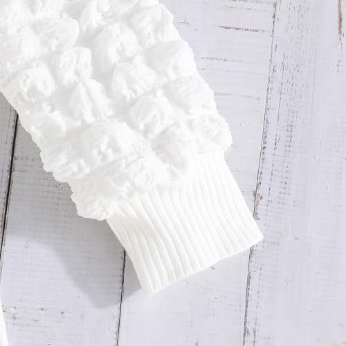 Image of Noubeau Toddler Girls Plaid Outfits Girls Puff Sleeve Knit Ribbed Shirt Tops Plaid Skirt Set Kids Fall Winter Clothes