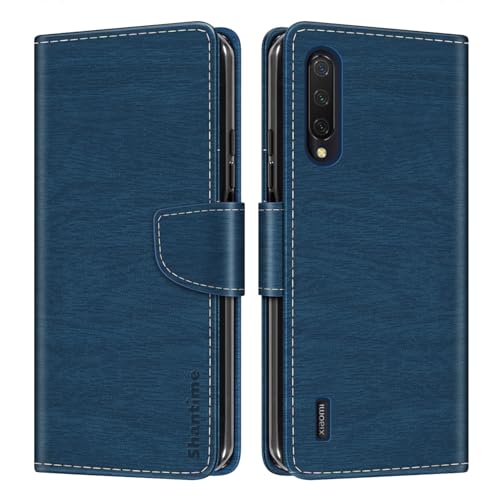 Custodia Portafoglio pelle Compatibile con Xiaomi Mi A3 Lite Cover Colorata Flip con Portacarte Chiusura Magnetica ProtettivaBlu