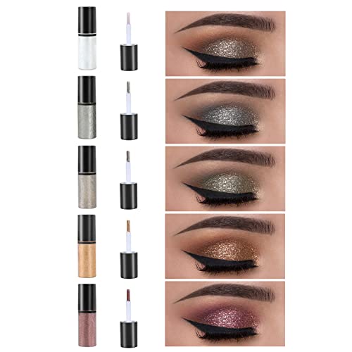 Boobeen 10 PCS 5 Colori Ombretto Glitter Liquido