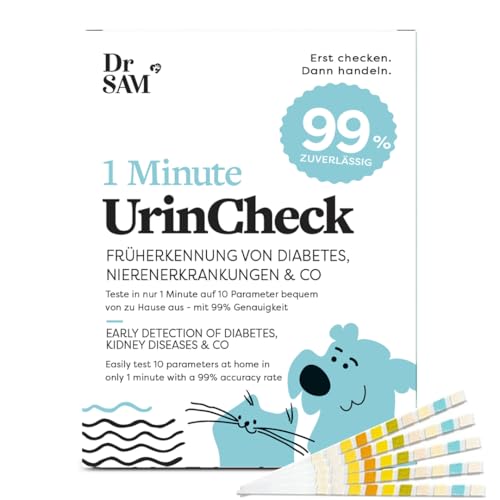 Dr. SAM UrinCheck-Schnelltest für Hunde & Katzen 5er Set - Früherkennung von Diabetes, Nieren- & Harnwegserkrankungen, 99% Genauigkeit, einfache Anwendung zu Hause und schnelle Diagnostik