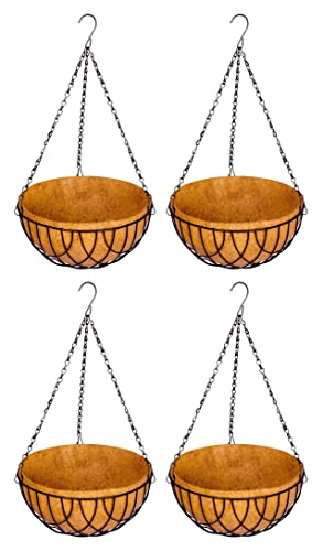 COIR GARDEN-Coir Hanging Basket 12 Inch 4 Pieces – Coco Gardening pots with Stand – Flower Pots Hanger Garden Decoration Indoor Outdoor Water Hanging Baskets – Planter Pots COIR GARDEN-Coir Hanging Basket 12 Inch 4 Pieces – Coco Gardening pots with Stand – Flower Pots Hanger Garden Decoration Indoor Outdoor Water Hanging Baskets – Planter Pots