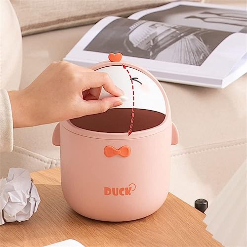 TOGHPUW TischmüLleimer Mit Deckel, MüLleimer BüRo Cute, Cartoon Table Trash Bin, Kleine Aufbewahrungsbox FüR Arbeitstische, BüRos, Kinderzimmer, Badezimmer (pink)