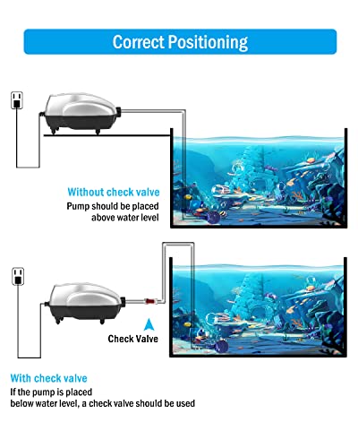 AquaMiracle Aquarium Air Pump Fish Tank Bubbler Aerator, All-in-One Fish Tank Air Pump Kit, Quiet Small Aquarium Bubbler for 1-20 Gallon Aquariums - Thumbnail 6