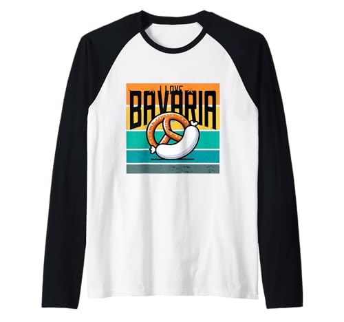 Baviera pretzel salchicha tradición cultura Alemania Camiseta Manga Raglan