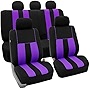 TLH Car Seat Covers Striking Striped Automotive Car Seat Covers Purple Seat Covers Airbag Compatible and Split Rear Car Seat Cover Universal Fit Interior Accessories for Cars Trucks Van and SUV