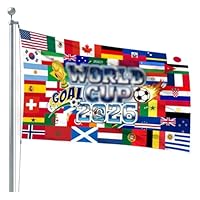 2026 Fußball Flagge, Bunt Flagge aus Strapazierfähigem Polyester, 150x90 Cm Fahne für Balkone, Fenster, Ständer & Fahnenmasten, Perfekte Fußball Geschenke für Jungs, Mädchen, Männer & Frauen