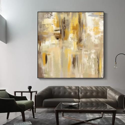 Tableau abstrait moderne jaune pour illuminer une pièce sombre