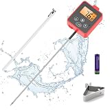 Timloon Digital Candy Thermometer with Pot Clip, Backlight LCD, 8' Long Probe, Temperature Alarm, ℃/℉ Switch, Instant Read Kitchen Thermometer for Cooking, Baking, and Candy Making