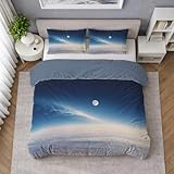 Abstrakt Weltraum Wolken Weitläufig 3-teilig Wende bettwäsche Premium Qualitãt Blau Aus Mikrofase - Deckenbezug(200 x 200 + 2 x 50 x 70) Mit Reißverschluss - Kuschelig Weich & Bügelfrei