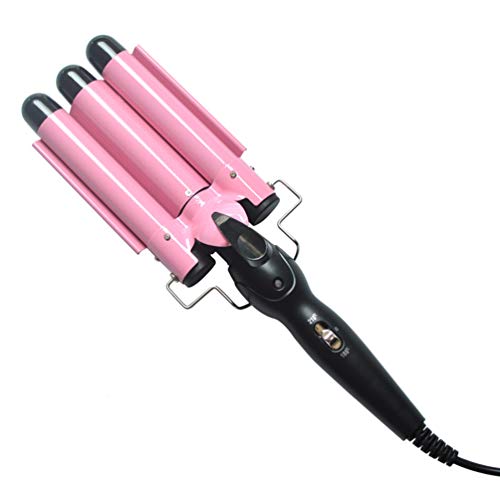 Julymoda 3 Barrel Hair Crimper Digital Ceramic Temperature Adjustable Triple Pipe Hair Wave Waver Curling Iron Tool 25mm