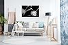 Panther Print Fine Art Prints Black & White Vintage Record Player Artistic Framed Canvas Print, Pictures for Home Walls, Bedroom, Living Room & Bathroom Decor 46x31cm (18x12in) #2