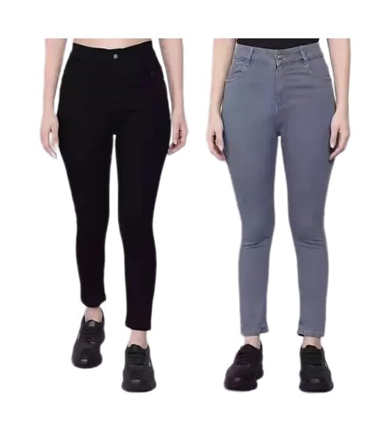 Image of Women Washed Skinny Fit Navy /grey-26