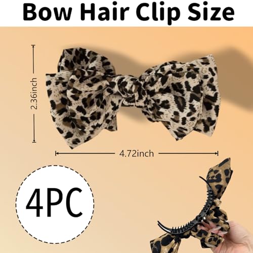 Pinzas para cabello con diseño de lazo y estampado leopardo, pack de 4 miniatura 2