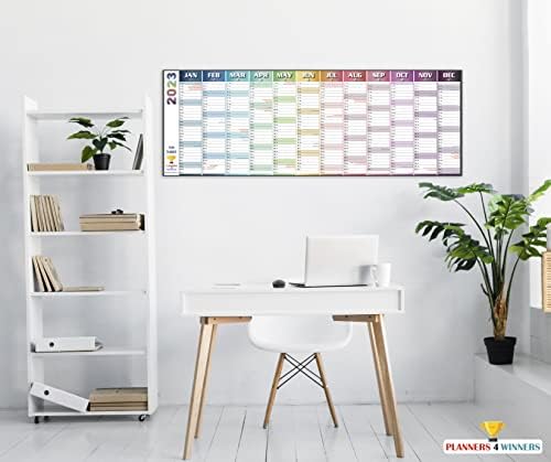 Wall Planner 2023 Extra Wide Size (120cm x 42 cm) by planners4winners | Yearly Wall Organiser Chart for Year 2023 (Jan 23 to Dec 23) | Non Laminated.
