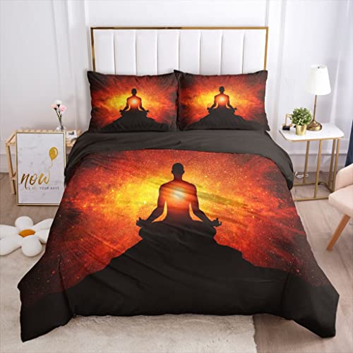 Wintdeer Housse de Couette Méditer, Parure de Lit 140x200CM, Housse Couette Enfant 1 Personne,Housse de Couette Fille avec Taie d'oreiller, Doux et Confortable Cover