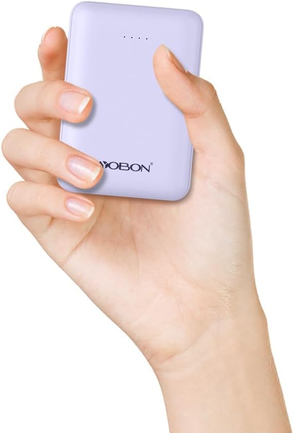 Mini power bank a ricarica rapida da 10000 mAh, ingresso e uscita USB C, caricabatterie portatile compatibile con iPhone, smartphone, tablet e altro (viola)