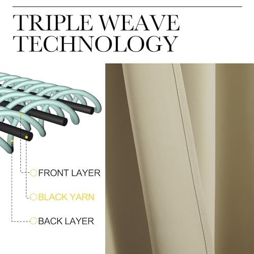 Image of NICETOWN Thermal Insulated Grommet Room Darkening Curtains /Draperies /Panels for Bedroom (Cocoa Eggnog, 2 Panels, W42 x L63 inches)