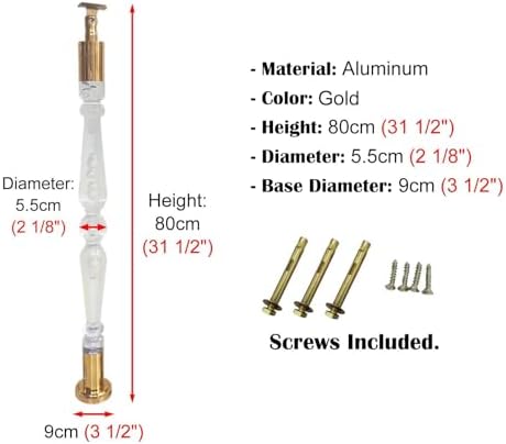 Modern Gold Acrylic Stair Railing Post - Elegant Floor-Standing Safety Solution for Staircase Decor, Ideal for Home Interiors and Stylish Protection