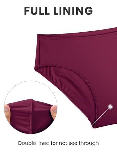 Image of CRZ YOGA Mid Waisted Bikini Bottoms | Mid Cut Leg, Medium Bum Coverage, Full Lining, Swim, Bathing Suit Briefs for Women