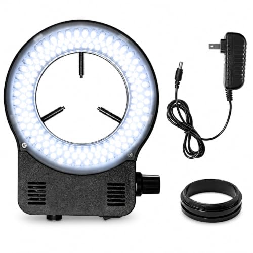 144 64 LED Ring Light Illuminator for Stereo Microscope, White Adjustable Ring Light Lamp for Industry Monocular Binocular Trinocular Soldering Stereo Repairing Microscope Video Camera (144 LED)