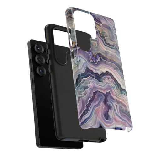 Coque Samsung S25 Ultra violette et bleue rigide brillante motif géode
