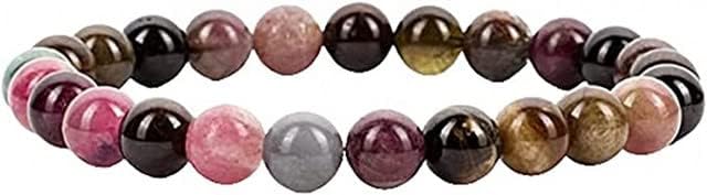 YONKU 6mm Rainbow Tourmaline Beaded Yoga Chakra Bracelets For Women, Men, and Teens - Round Beads 7" Beaded Yoga Chakra Bracelet YO-BRACE-4593