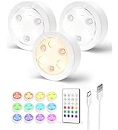 EZVALO Wireless Cabinet Lighting with Remote Control, 14 Colours RGB LED Under Cabinet Lighting, ...